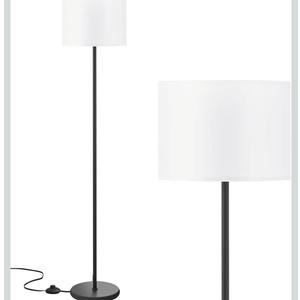 Modern Floor Lamp Simple Design with White Shade, Foot Pedal Switch, 60" Small Tall Lamps for Living Room Bedroom Office Dining Room Kitchen, Black Pole Lamp(Without Bulb)