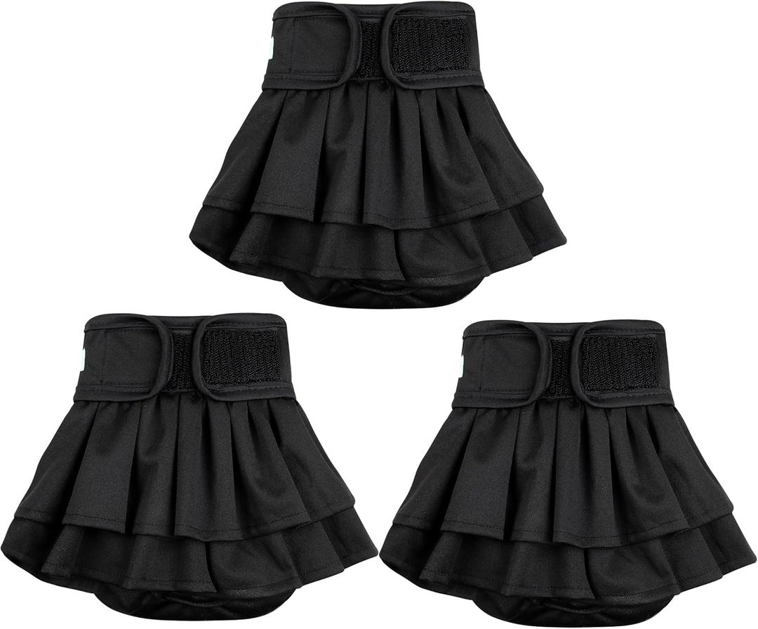 Wegreeco Female Dog Diapers (3 Pack), Highly Absorbent, Washable for Dogs in Heat or Incontinence (Black, Medium)
