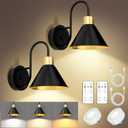 Frideko Rechargeable Wall Sconces Set of Two, 3 Color Dimmable Battery Operated Wall Lights with Remote, Black Wireless Wall Lamp with Timer, Indoor Sconce Lighting for Living Room Bedroom Picture