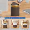 Countertop Trash Can with Lid for Desk Top,0.4 Gallon Stainless Steel Mini Trash Can for DeskCarOfficeKitchen,1.5L Swing Top Trash Bin with a Roll of Trash Bag(Brown)