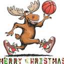Dad Merry Christmas Beautiful Quote Wall Decal Decoration Moose Playing Basketball Christmas Season Holidays Holiday Gift Easily Removable - Size: 20 in(W) x 18 in(H)