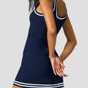 TQD Tennis Dress for Women Athletic Striped Knitted Sweater Tank Mini Active Casual Club Golf Dresses 2026 Trendy Navy S