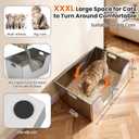 2 Pack XXL Stainless Steel Litter Box with 12'' High Sides,XXXL Metal Cat Litter Box with Tall Walls for Big & Multiple Cats,One-Piece Deep Maine Coon Litter Box with Low Entry,Anti-Leakage,Non-Sticky