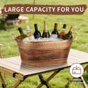 4 Gallon Galvanized Beverage Tub, 2 Pcs Heavy-Duty Copper Ice Buckets Large Galvanized Drink Buckets Oval Metal Beverage Ice Tub with Handles for Catering Bars Parties