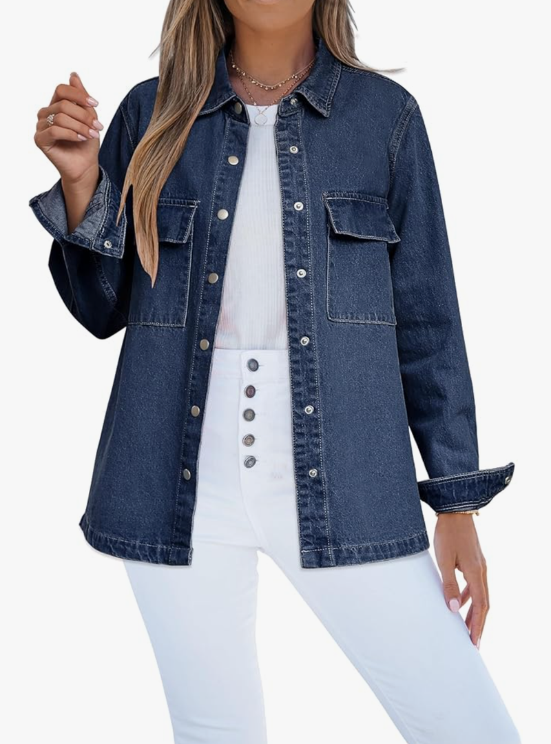 luvamia Jean Jackets for Women 2026 Fall Fashion Oversized Button Down Denim Jacket Western Shacket Jacket with Pockets XXL