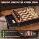 Peradix Magnetic Chess Set with 2 Built-in Storage Drawers, 15'' Wooden Strategy Board Games, 2 Extra Queens, Luxury Magnet Chess Game for Adults, Kids and Family Game Night, Gift Package