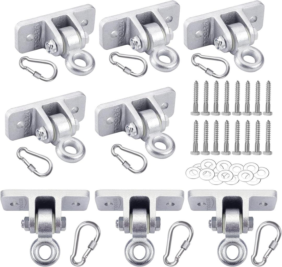 BETOOLL Swing Hangers Heavy Duty Wooden Swing Set Accessories with Screws and Locking Snap Hooks 10000 lb Capacity Set of 8