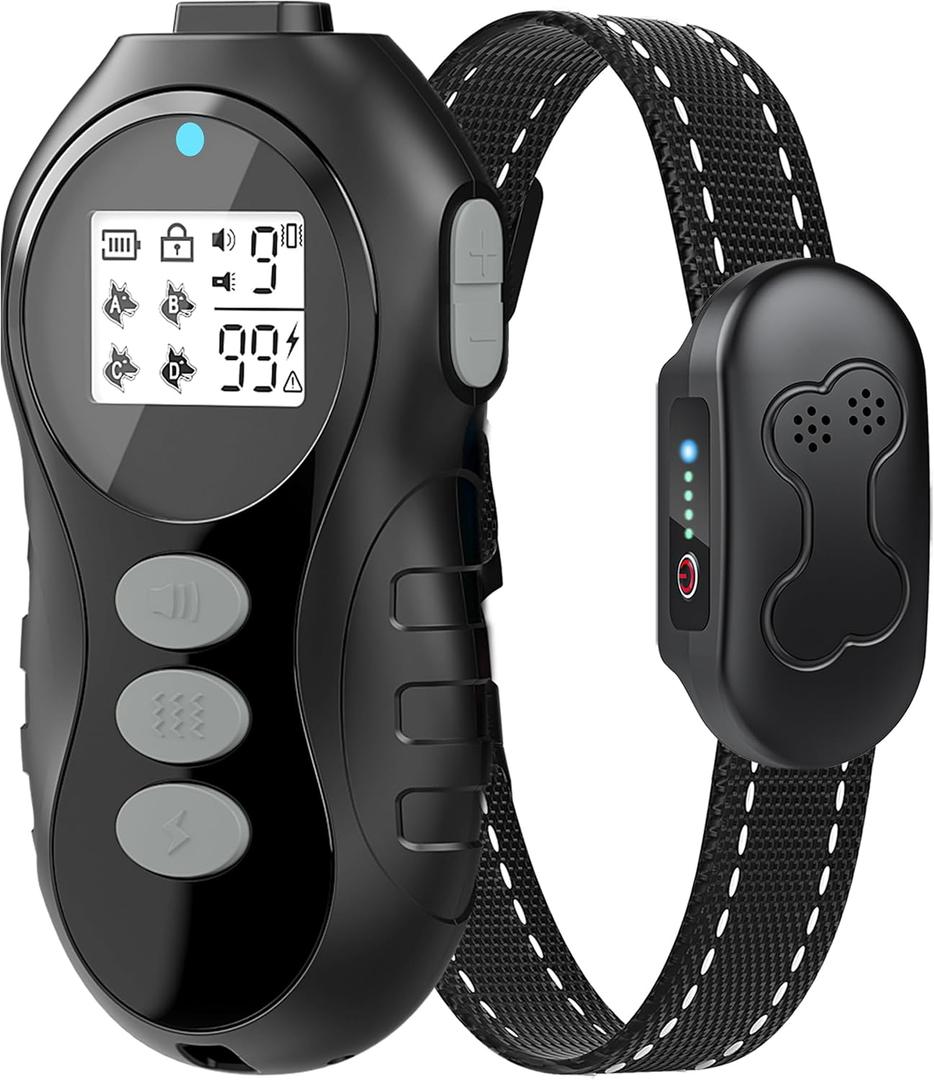 Dog Shock Collar with Remote Control for Dogs 10120lbs, IPX7 Waterproof Dog Training Collar with Security Lock, 4 Safe Training Modes, Rechargeable Long Battery Life for Small Medium Large Dogs Gray