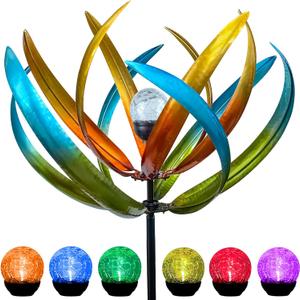 82" Vibrant Multicolor Solar Tulip Large Wind Spinner - Outdoor Garden Decor with Auto-Illuminated Glass Orb for Patio, Lawn & Yard Decoration 82" Vibrant Multicolor Solar Tulip Large Wind Spinner - Outdoor Garden Decor with Auto-Illuminated Glass Orb for Patio, Lawn & Yard Decoration