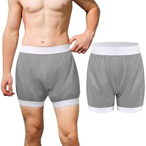 Carer Adult Diaper Cover Unisex Washable Incontinence Boxer Briefs Enclosed Elastic Leakproof Incontinence Underwear for Men Women Incontinence Supplies(Gray, Small)