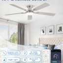 ZMISHIBO 52 Inch Ceiling Fan with Light, App&Remote Control, Flush Mount Low Profile, Dimmable 20W LED Light, Quiet Reversible Motor for Bedroom, Living Room, Apartment, Nickel