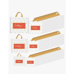 Gueevin 200 Pcs Thanks Bags with Handle Bulk Thank You Merchandise Bags 3 Size Plastic Packet Retail Shopping Package for Boutique 9 x 12'', 12 x 14'', 13 x 15''(White)