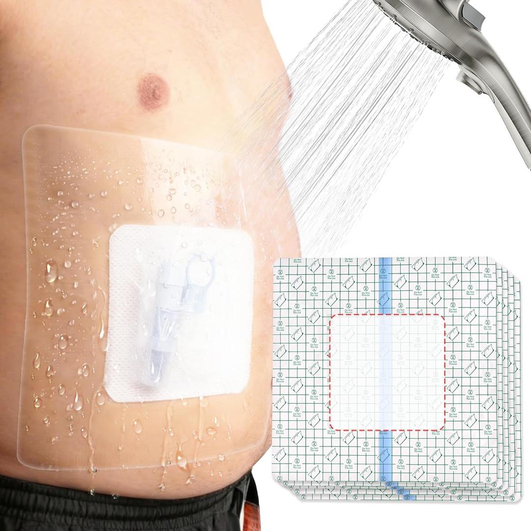 25Pcs 10.2"x10.2" Shower Shields Wound Cover, Large Waterproof Protector Bandage with Non-Stick Central Pad, Adhesive Dressing Film for Dialysis Catheter Post Surgical PICC Line