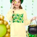 BesserBay Girls St. Patrick’s Day Clover Shamrock Sweatshirts Lucky Irish Long Sleeve Pullover Sweater (Yellow, S)