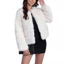 QUENTY PIELIES Faux Fur Coat Women’s Jacket Winter Long Sleeve Overcoat Warm, Large