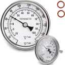 Stainless Steel Kettle Thermometer for Home Brewing, 1/2 NPT with Lock Nut & O-Ring (3" Face)