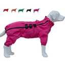 Dogs Waterproof Jacket, Lightweight Waterproof Jacket Reflective Safety Dog Raincoat Windproof Snow-Proof Dog Vest for Small Medium Large Dogs Rosered, Medium