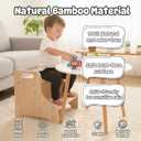 Toddler Step Stool for Kids, Toddler Kitchen Stool Helper with Handles & Non-Slip Pads, Wooden 2-Step Stool for Toddlers for Bathroom Sink, Potty Training, Kitchen & Bedroom 300lbs Capacity(Natural)