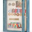 Love-KANKEI Shadow Box Display Case 11x14 Shadow Box Picture Frame with Linen Back Memorabilia Awards Medals Photos Memory Box Gift Rustic Blue