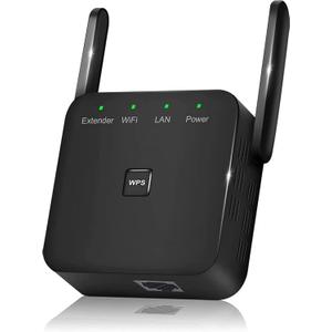 WiFi Extender/RepeaterCovers Up to 9860 Sq.ft and 60 Devices, Internet Booster - with Ethernet Port, Quick Setup, Home Wireless Signal Booster
