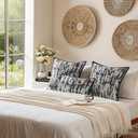 a moment Throw Pillow Covers 20x20 Inch Set of 2, Soft Textured Decorative Tie-Dye Style Cushion Covers, Modern Boho Farmhouse Home Decor Pillow Cases for Couch, Bed, Living Room,Black