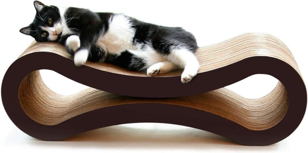 PetFusion Ultimate Cat Scratch Lounge, Cat Scratchers for Indoor Cats, Reversible & Durable, Made from Recycled Corrugated Cardboard, Walnut Brown