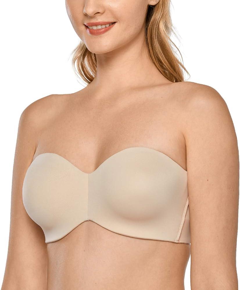 DELIMIRA Women's Strapless Bra Unlined Underwire Minimizer Plus Size Support. 34B