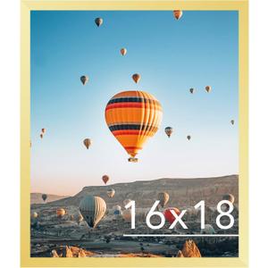 JCJMY 16x18 Picture Frame Gold for Poster Photo Picture, Horizontal and Vertical Formats for Wall Hanging, 16 x 18 Wall Gallery Poster Photo Frame for 16 by 18 Photos Posters, Gold