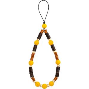 Beaded Phone Wrist Strap Bamboo Beaded Phone Lanyard Coconut Shell Beads Wrist Lanyard for Smartphone Charm Wristlet