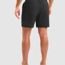 Pudolla Men's Casual Shorts 7"/9"/5" Lightweight Golf Shorts with 3 Pockets Stretch Quick Dry Comfy Work Shorts (Black, M)