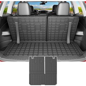 powoq Cargo Mat Compatible with 2016-2025 Honda Pilot (No Elite) Trunk Mat with Backrest Mat TPE Cargo Liner Trunk Liner Replacement for 2016-2025 Honda Pilot Accessories (Trunk Mat with Backrest Mat)