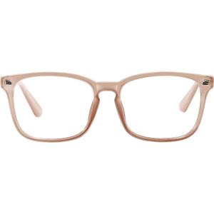 TIJN Blue Light Blocking Glasses for Women Men Square Frame Nerd Eyeglasses Anti Blue Ray Computer Screen Glasses (Dusty Petal)