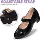 Girls Dress Shoes Mary Jane Shoes for Girls Hook and Loop Flower Girl Shoes Flats Pincess Shoes for Little/Big Kids (Black)