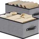 Clothing Storage Bins,16.1  9.8  6.5 inches Closet Bin with Handles, Foldable Cubes, Fabric Containers for Organizing Shelves, Gray, Large, 2 Pack