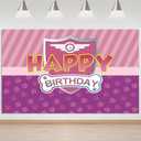 Cartoon Paw Print Birthday Backdrop Happy Birthday Backdrop Banner Poster Dog Theme Party Cartoon Photography Background Kids Boys Girls Birthday Party Decorations 7x5ft