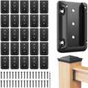 DN Mate 40 PCS Deck Railing Bracket Connectors for 2x4 (Actual 1.5x3.5) Wood Deck Railing Post to Handrail, Stair Railing Connectors with Coated Wood Screws,Drill Bit, Fence Railing Brackets