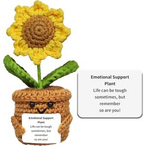 2 x Handmade Crochet Sunflower Emotional Support Doll  Gift for Friends, Family, Women, Teachers, Sons, Daughters, Coworkers Ideal for Birthdays, Christmas, Potted Flower, Cute Desk Decor Positive Vibes