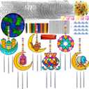 Ayhuhra 30 Sets Ramadan Suncatcher Wind Chime Crafts Kits Eid Al Fitr Sun Catcher DIY Window Art Moon and Star Suncatchers Lantern Mosque Sun-Catcher for Islamic Craft Ramadan Mubarak Decorations