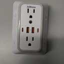 JcBlaon Outlet Extender Surge Protector - 6 Outlet Splitter with 4 USB Ports (2 USB C), Multiple Plug Expander Wall Charger, 3 Sided Multi Plug Wall Adapter Power Strip for Home Office Kitchen Travel (White)