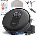 Proscenic Q8 Robot Vacuum Cleaner with Mop, Ultra Strong 6000Pa Robotic Vacuum with Lidar Navigation, 5 Real-Time Mapping, WiFi/Alexa/APP Remote Control Robot Hoover for Floor Carpet Pet Hair