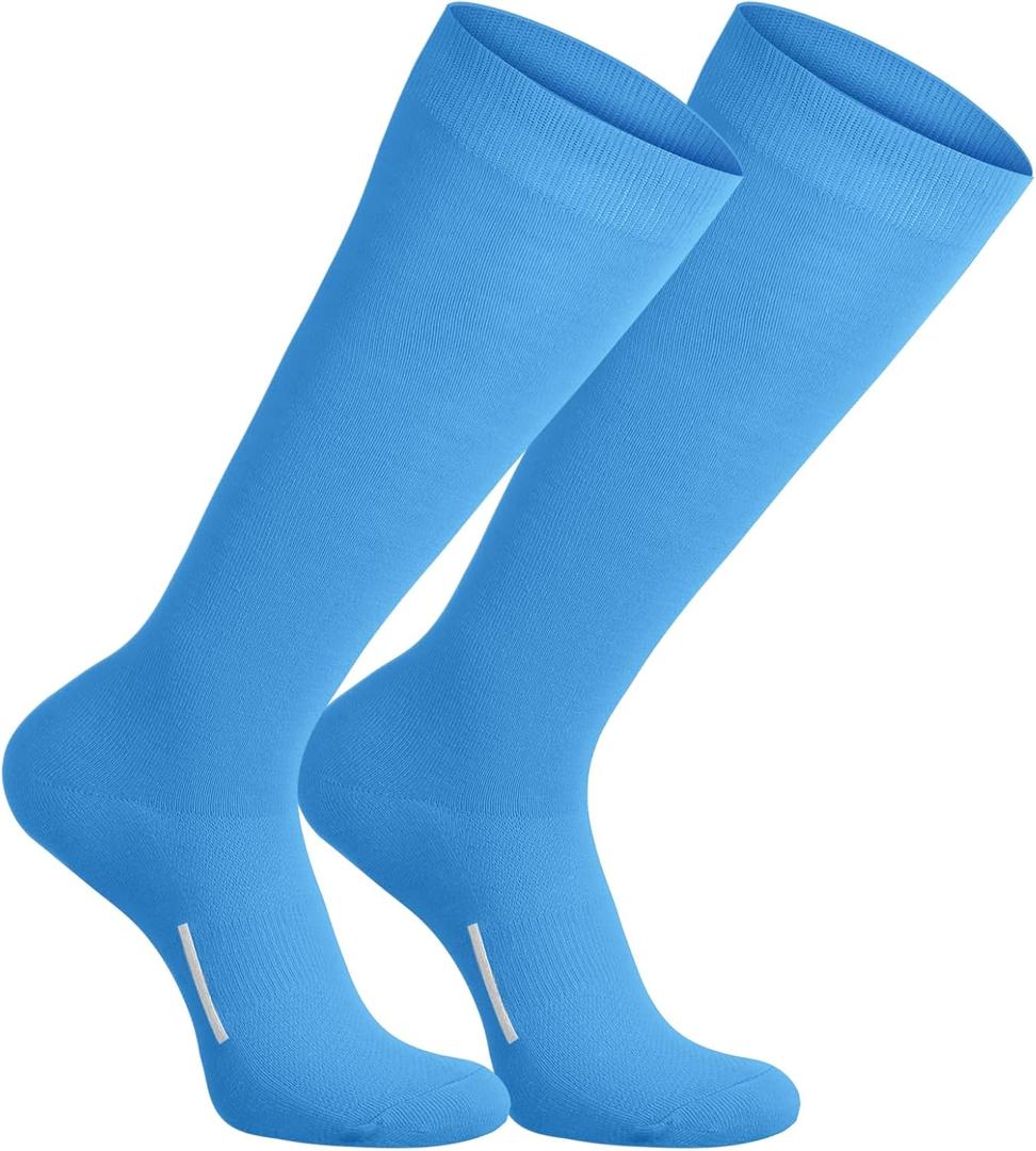 Outus Baseball Soccer Socks Athletic Softball Football Sports Knee High Socks for Youth Boys Girls Adult (Blue)