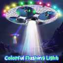 Foam UFO Drone for Kids RC Plane with Colorful LED Lights, Remote Control Helicopter with Auto Hover, 2 Batteries (15 Mins Flight)