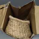 Doll Bassinet Handwoven Seagrass Moses Basket Portable Doll Carrier Natural Wicker Bassinet for Plush Bears, Shower Gift Decor, Photo Prop, Diaper Caddy