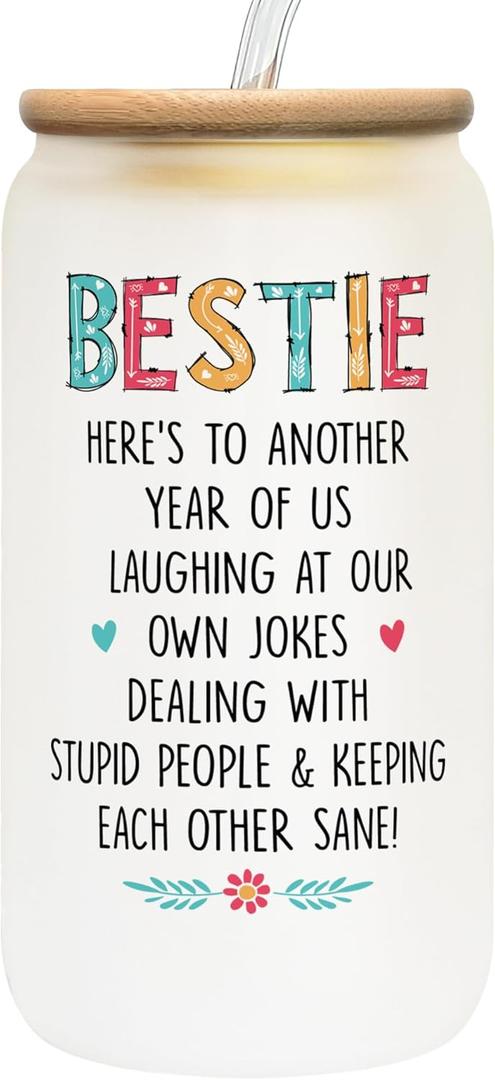 Friendship Gifts for Women Friends - Mothers Day Gifts for Friends Women - Best Friend Birthday Gift, Gift for Best Friend - Ideas for Best Friends, Bestie - 16 Oz Can Glass