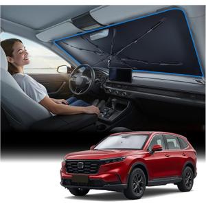 [2026 Upgraded] Nmoiss Windshield Sun Shade Umbrella for Honda CRV - [Vinyl Coating Heat Shield] Protect Car from Sun Rays & Heat Damage Keep Cool and Protect Interior, Spring Structure Edge