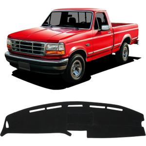 KUST Black Dash Cover for 1992-1996 Ford F-150 F150 & Bronco, 1992-1997 Ford F250/ F350 Polyester Dashboard Cover Non-Slip Interior Accessories for F-Series Custom Fit Dashboard Mat Sunshade No Glare