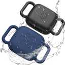 Dog Collar Holder for Tile Mate 2024, 2 Pack Waterproof Silicone Case for cat pet Necklace Dropper, Scratch Resistant Dustproof Cover for Tile Tracker,Black/Blue