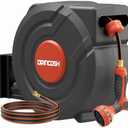 3rd Generation Retractable Garden Hose 130 ft x 1/2 inch Heavy Duty Wall-Mounted Hose Reels for Outside 180° Swivel Automatic Slow Return Any Length Lock 9 Pattern Nozzle UV Resistant (Black)