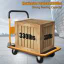 LEADALLWAY Foldable Push Cart Platform Cart 330lbs Capacity 4 Wheels 28.7x18.5x32.3inches Yellow Small Flatbed Cart