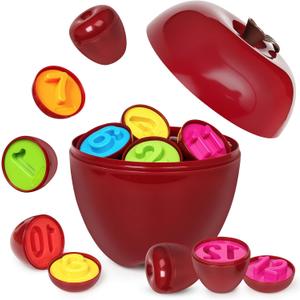 Apple Toy,Montessori Educational Learning Number Matching & Color Sorting Toys for Toddlers 1-3,Fine Motor Shape Puzzle Toddler Activities Easter Basket Stuffers Gift for Boys Girls
